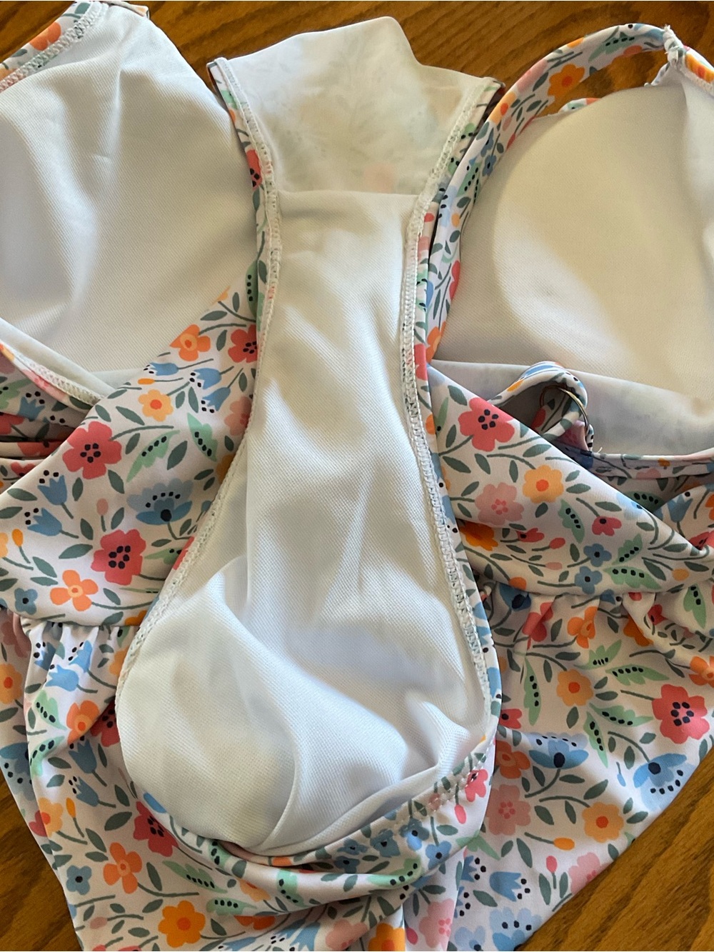 NWOT Floral Print Square Neck Thick Strap Elastic One-Piece Swimsuit, Sz XL - Picture 9 of 10